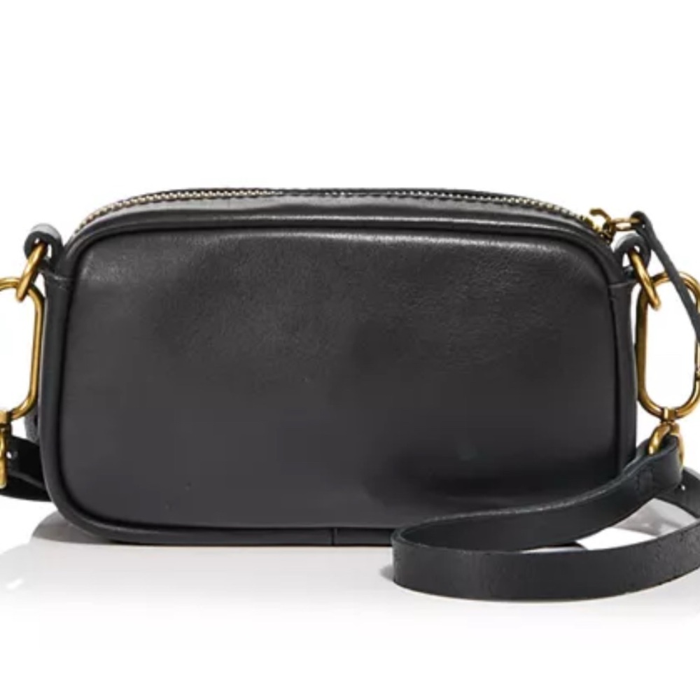Masewell Leather Carabiner Mini Crossbody Shoulder Bag black